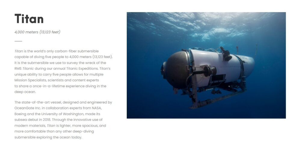 Boeing отрицает свою причастность к разработке OceanGate Titant