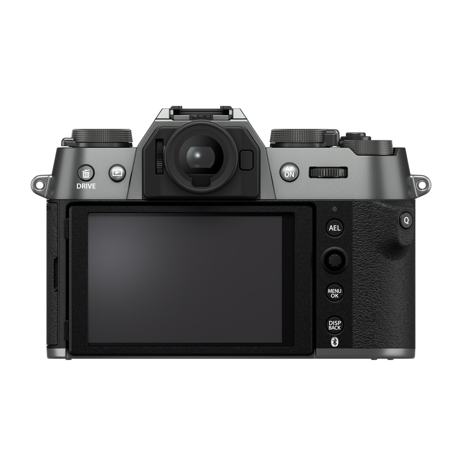 Снимок камеры Fujifilm X-T50 на белом фоне, вид сзади